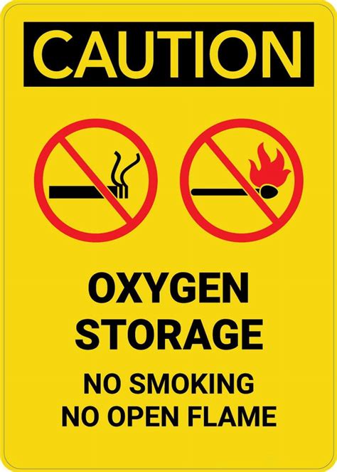 Caution Oxygen Storage No Smoking Open Flame With Graphic Portrait