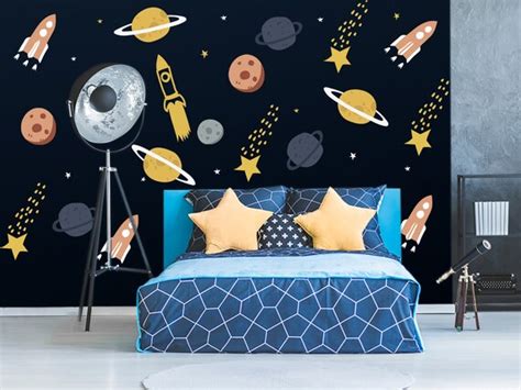 Space Wall Decals Set of Planets Rockets Stars Wall Decals - Etsy