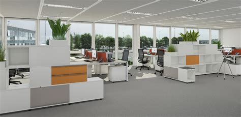 A Corporate Office Interior Open Plan Photo Realistic 3d Render