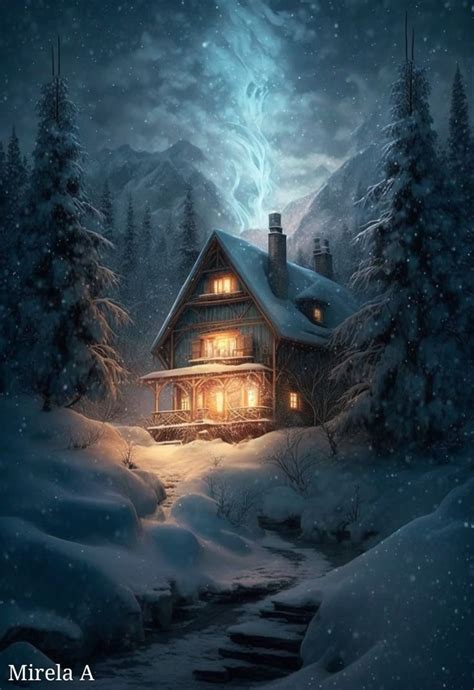 Pin by Marilyn Giordano on Winter scenes | Cabin art, Whimsical art paintings, Cabin artwork