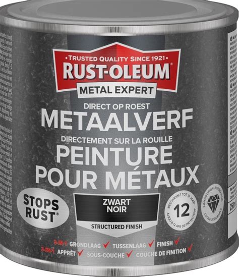 Rust Oleum Metalexpert Direct Op Roest Metaalverf Structuur Zwart 250 Ml