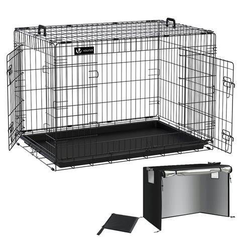 Hundekäfig Klappbar, Hundebox Auto mit Abdeckung & Bodenschale, 107 cm ...