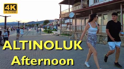 Altınoluk Kordon Walking Tour 4K UHD 50fps Altinoluk shops coast