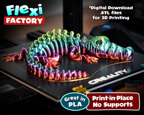 Cute Flexi Print In Place Crocodile STL File For 3D Printing Etsy Canada