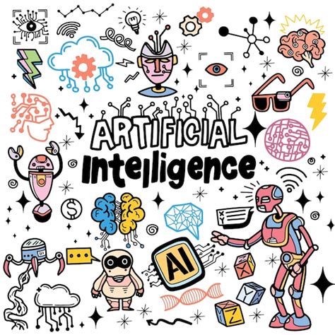 Intelligence Artificielle Doodle Vector Illustration Fond Dessin S La