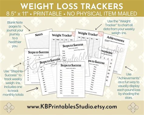 Weight Loss Tracker Weigh In Chart Weight Loss Planner Printable