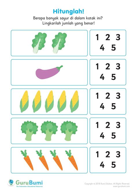 Lembar Kerja Latihan Soal Anak Tk B Guru Paud Preschool Counting