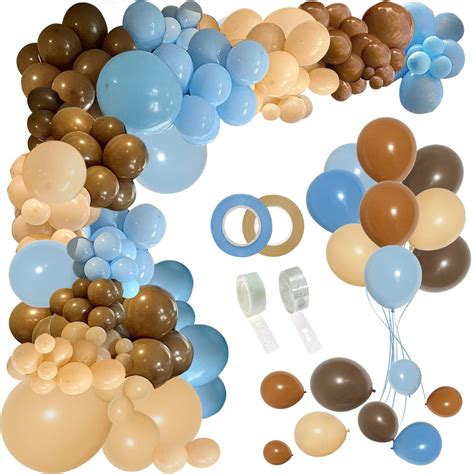 Perpaol Pcs Blue Brown Ssf Coffee Balloons Garland Kit Boho Nude Coffee Blue Ivory Balloon
