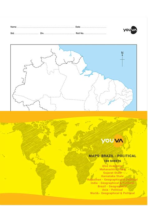 Navneet Youva Maps Brazil Political 22x28 Cm 100 Sheets Navneet