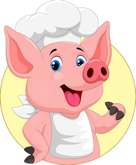 Cute Dibujos Animados De Cerdo Chef Vector Premium