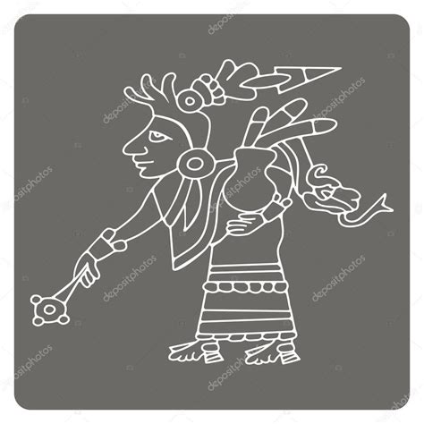 Icono monocromo con símbolos de códices aztecas Vector de stock