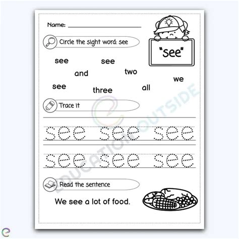 See Sight Word Find Trace And Read Activity Page