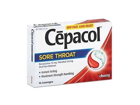 Cepacol, Sore Throat, Maximun Numbing, Pain Relief, Cherry, 16 Lozenges ...