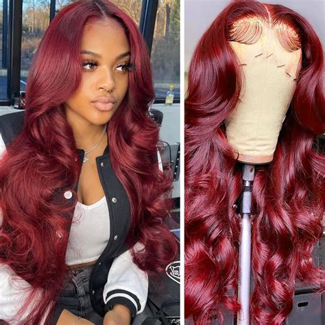 Amazon 99J Burgundy Lace Front Wigs Human Hair Red Wigs 13X6