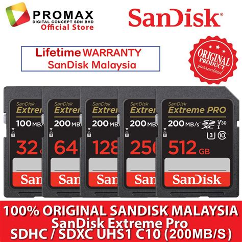 Original Sandisk Extreme Pro Sd Sdxc 64gb 128gb 256gb 512gb 200mb S Uhs I V30 U3 200mb Class 10