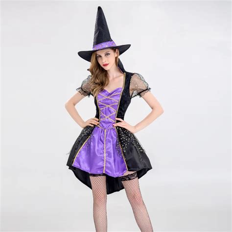 Purple Evil Witch Costume Halloween Party Wizards Costume Women