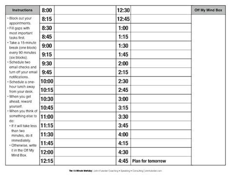 Printable Daily Calendar 15 Minute Increments Bullet Journal For Beginners Work Planner