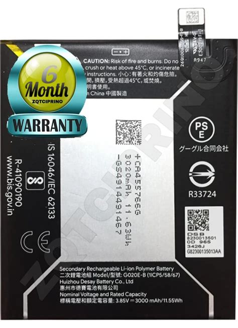 Zqtciprino Original G E B Battery For Google Pixel A G A G E