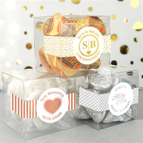 Personalized Metallic Foil Clear Favor Boxes 2 X 2 X 2 Famous Favors