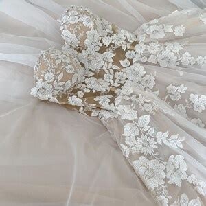 Assol Nude Wedding Gown With High Split Tulle Wedding Dress Lace Corset Wedding Dress