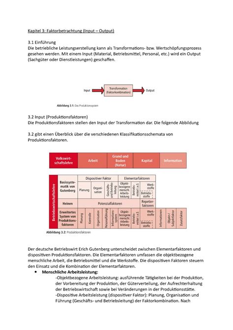 BLP Zusammenfassung Teil2 Kapitel 3 Faktorbetrachtung Input