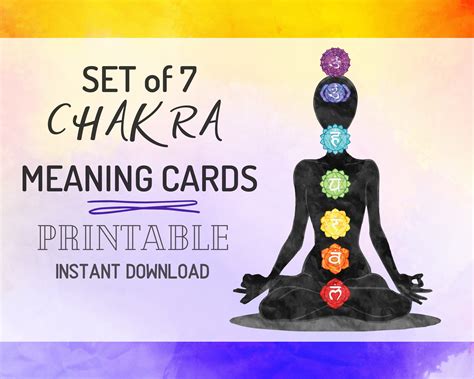 Set Of 7 Printable Chakra Cards Seven Chakra Balancing Etsy