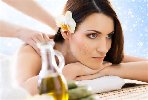 Young Woman Relaxing On A Spa Back Massage Stock Image - Image of ...