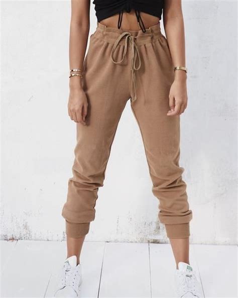 Tan Knit Jogger Cry Baby Women Jogger Pants Tan Joggers Outfit