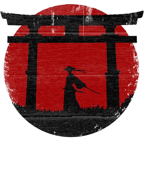 Samurai warrior red sun with zen japan temple Digital Art by Delos518 - Pixels