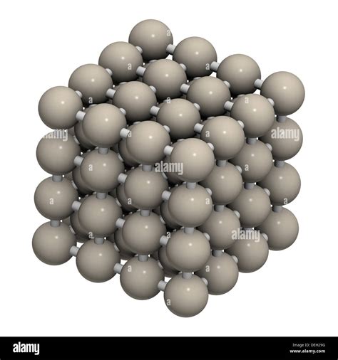 Iron (Fe, ferrite) metal, crystal structure. Atoms are represented as ...