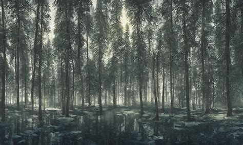 Finnish Forest Lake Futuristic Cyberpunk Highly Stable Diffusion