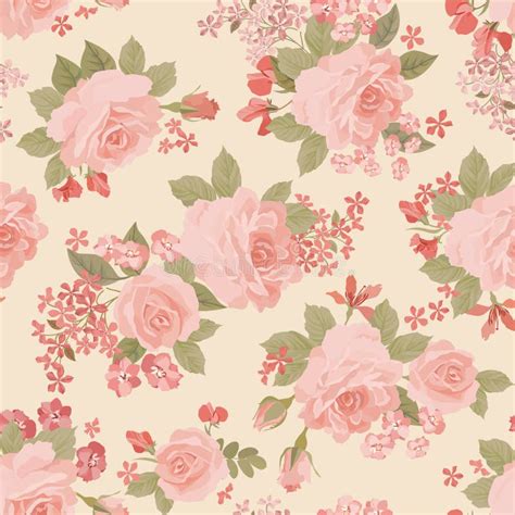 Floral Bouquet Seamless Pattern Flower Rose Garden Background Stock