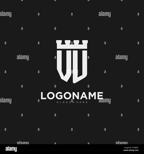 Initials Vu Logo Monogram With Shield And Fortress Design Vector