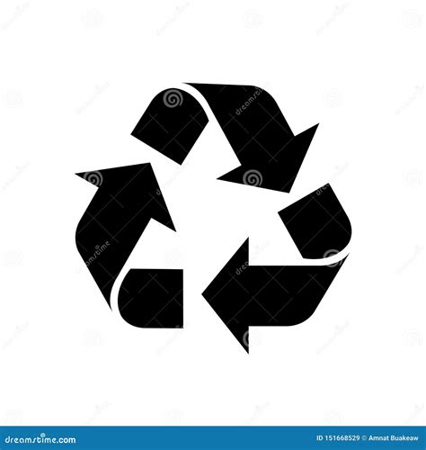 Recycle Symbol Black Isolated On White Background, Black Ecology Icon Sign, Black Arrow Shape ...