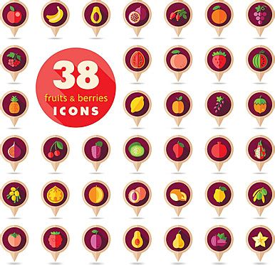 Pinpointing Fruits And Berries On A Map With Icon Set Vector Pear