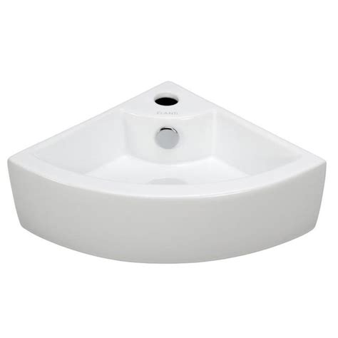 Elanti Wall-Mounted Corner Bathroom Sink in White-EC9808 - The Home Depot