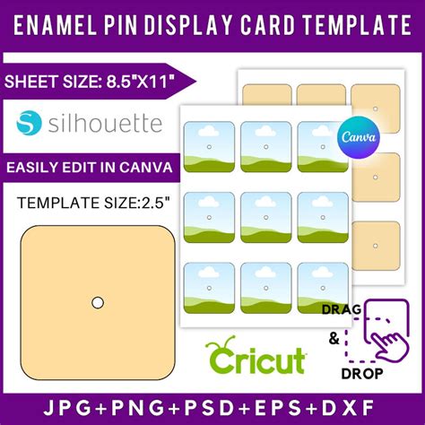 Enamel Pin Display Card Template Enamel Pin Card Svg Keychain Display Card Template Keychain