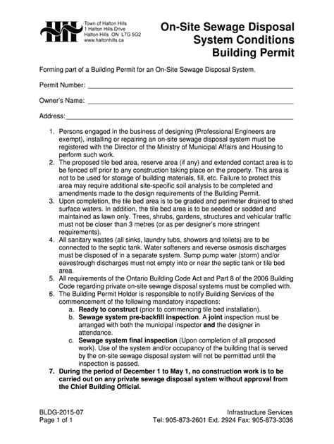 Fillable Online Haltonhills Forming Part Of A Building Permit For An On