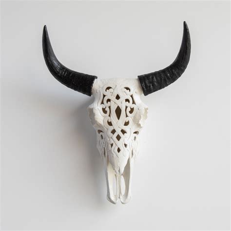 Faux Cow Skull Decorative Carved Bison Skull Wall Decor Natural Realistic Southwestern Wall