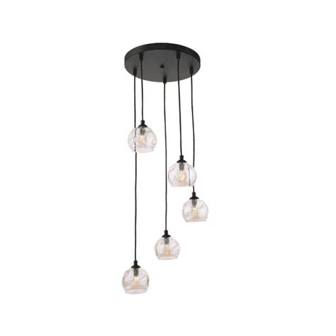 Federico Light Pendant Cluster Black Champagne Organic Glass