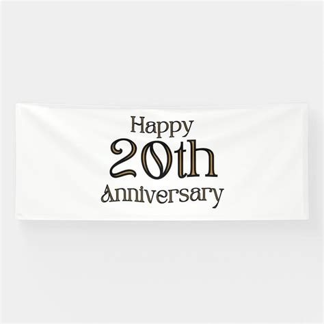 Happy 20th Anniversary 4x10 Vinyl Banner | Zazzle in 2022 | Happy 20th ...