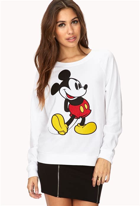 Lyst Forever 21 Mickey Mouse Raglan Sweatshirt In White