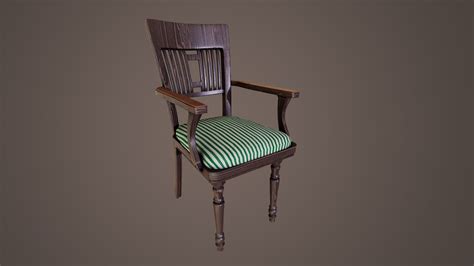 3d Model Vintage Wood Chair Vr Ar Low Poly Cgtrader