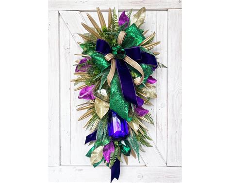 Elegant Mardi Gras Wreath For Front Door Mardi Gras Wreath With Jewels