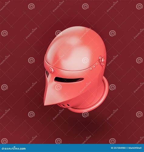 Monochrome Red Soldier Helmet Single Color Medieval Warrior Helmet 3d