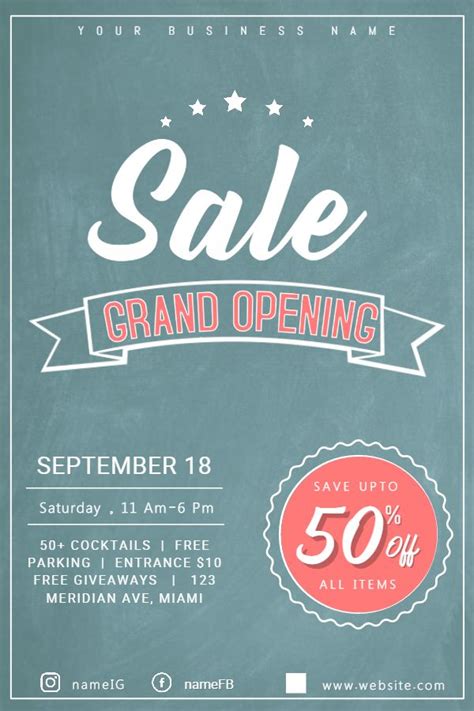 Vintage Grand Opening Sale Flyer Poster Social Media Post Template