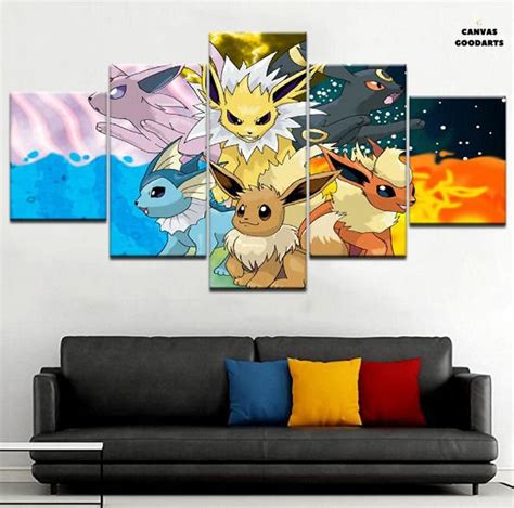 Cartoon Pokemon Pieces Canvas Wall Art Framed Ready To Hang Etsy