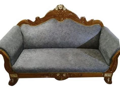 Gray Velvet Seater Teak Wooden Sofa Living Room Inch At Rs