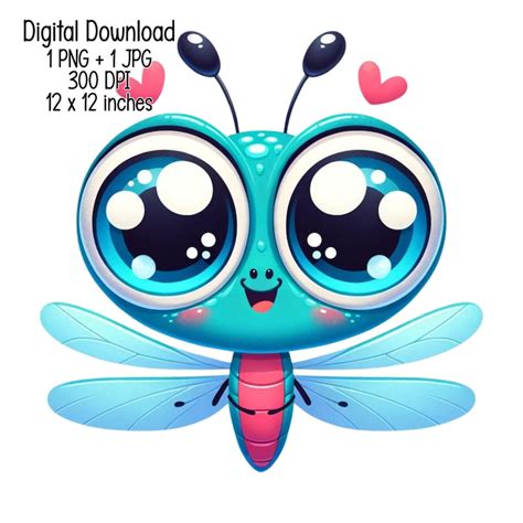 Cute Dragonfly Clipart Illustration Commercial Use Sublimation Designs ...