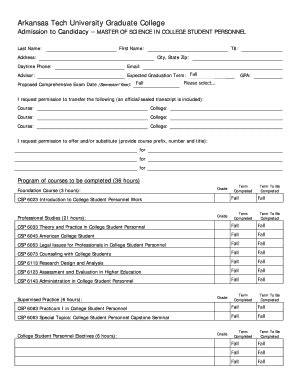 Fillable Online Atu Candidacy Forms Arkansas Tech University Atu